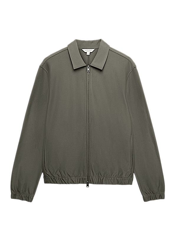 Pure Cotton Twill Zip Through Overshirt