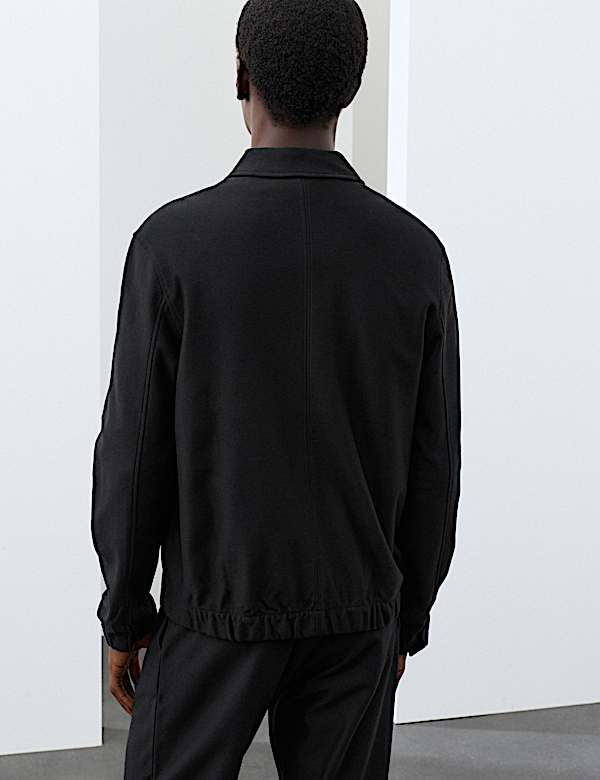 Pure Cotton Twill Zip Through Overshirt