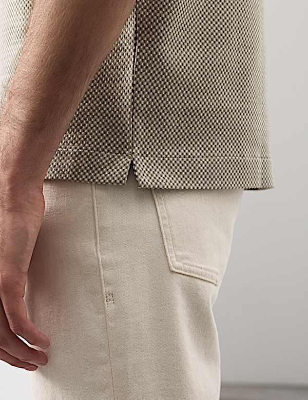 Pure Supima&reg; CottonJacquard Zip Up Polo Shirt