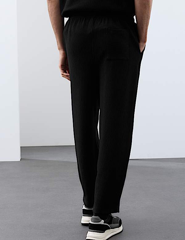 Textured Cotton Rich Barrel Leg Joggers - CA