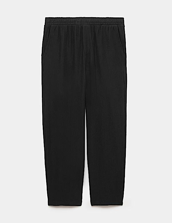 Textured Cotton Rich Barrel Leg Joggers - CA