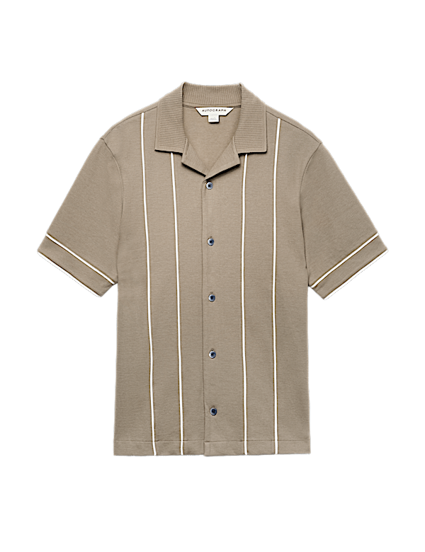Cotton Rich Piped Stripe Knitted Polo Shirt
