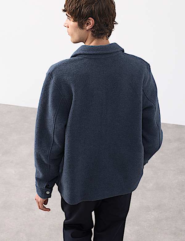 Wool Blend Zip up Fleece Jacket - MX