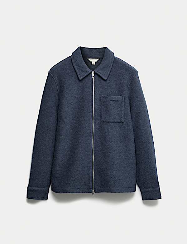 Wool Blend Zip up Fleece Jacket - MX