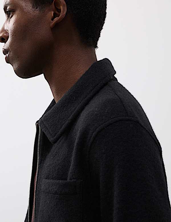 Wool Blend Zip up Fleece Jacket - US