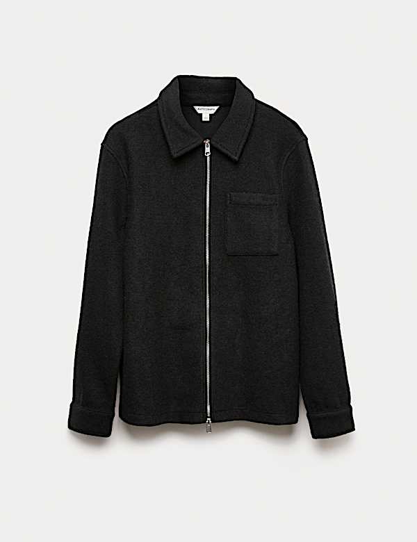 Wool Blend Zip up Fleece Jacket - US