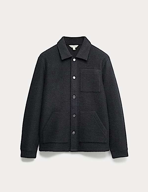 ז'קט פליז מתערובת צמר עם 3 כיסים - IL