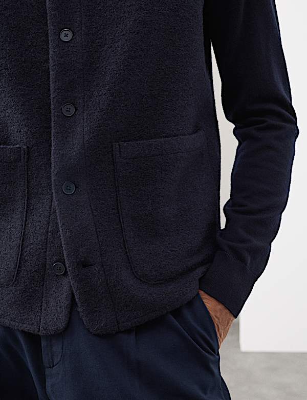 אפודת פליז מתערובת צמר בטקסטורה - IL