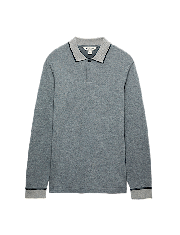 Cotton Rich Long Sleeve Polo Shirt