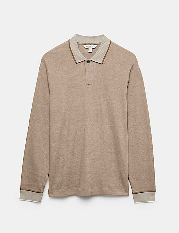 Cotton Rich Long Sleeve Polo Shirt - IS