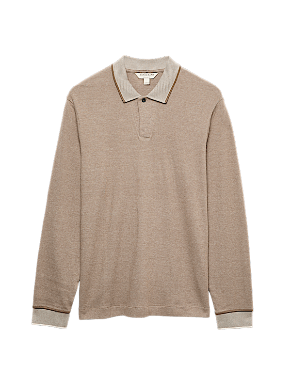 Cotton Rich Long Sleeve Polo Shirt