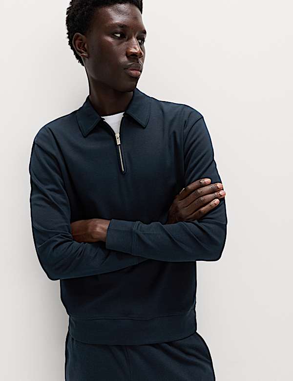 Cotton Rich Half Zip Sweatshirt