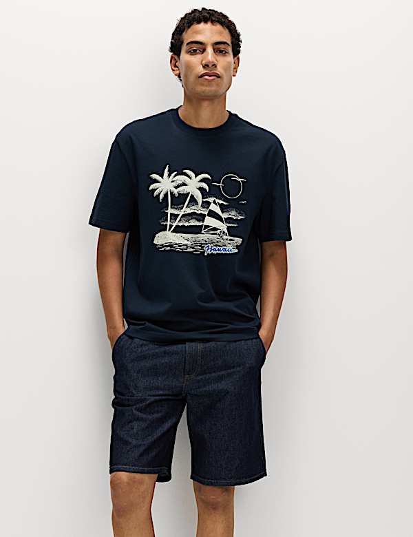 Cotton Rich Hawaii Graphic Crew Neck T-Shirt