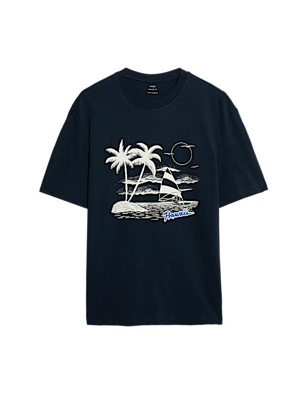 Cotton Rich Hawaii Graphic Crew Neck T-Shirt