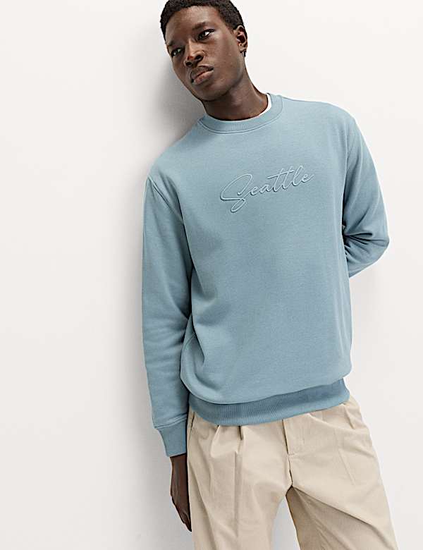 Sweat en coton à motif brodé - FR