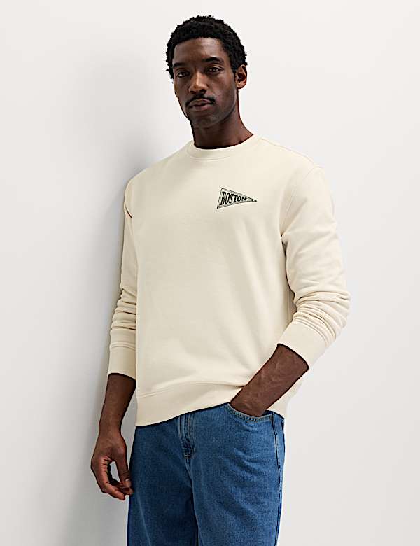 Cotton Rich Boston Embroidered Sweatshirt - SK