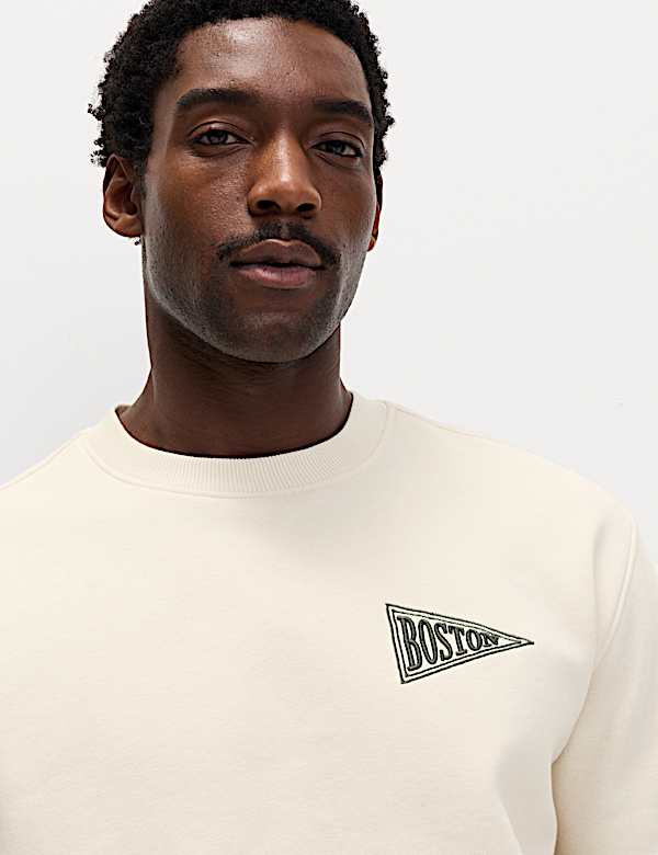 Cotton Rich Boston Embroidered Sweatshirt - SK