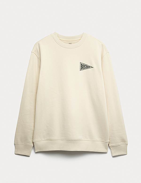 Cotton Rich Boston Embroidered Sweatshirt - SK
