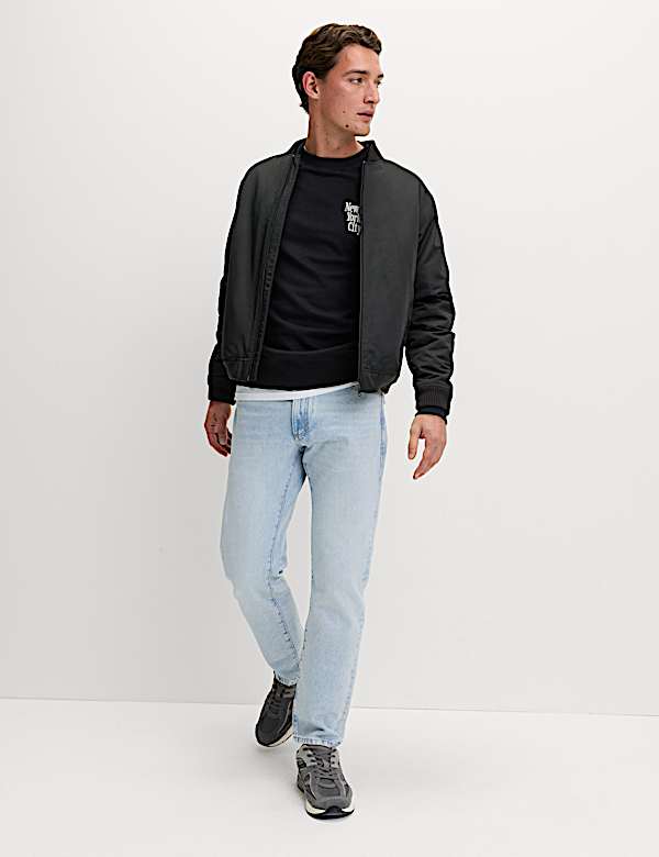 סווטשירט מבד עשיר בכותנה עם כיתוב New York רקום - IL