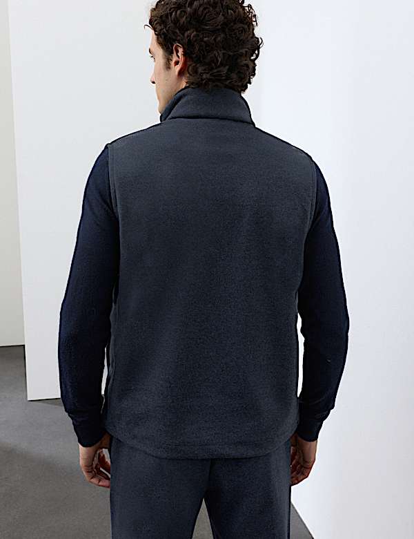 Padded Hybrid Zip Up Gilet with Wool - RO