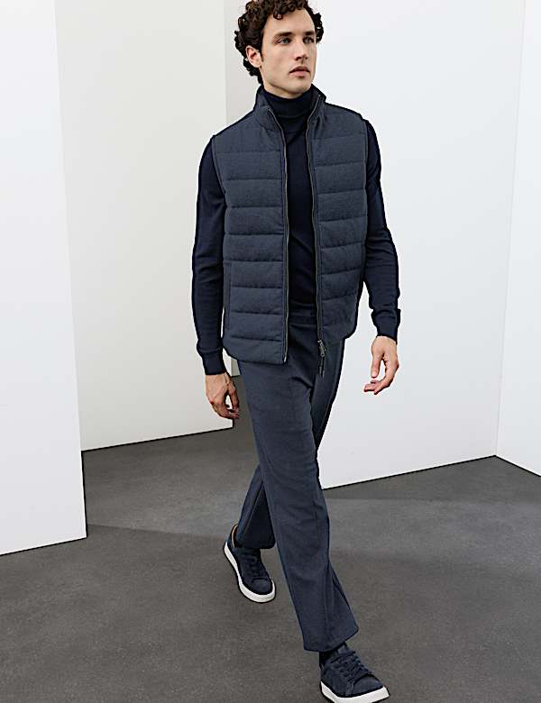 Padded Hybrid Zip Up Gilet with Wool