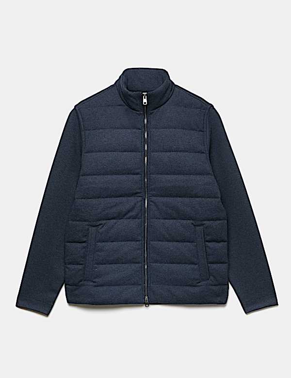 Padded Hyrid Zip Up Shacket with Wool - CN