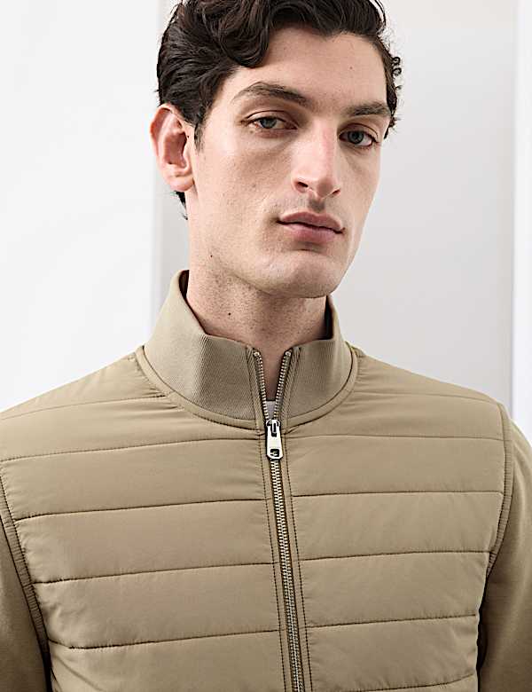Cotton Rich Zip Up Quilted Jacket