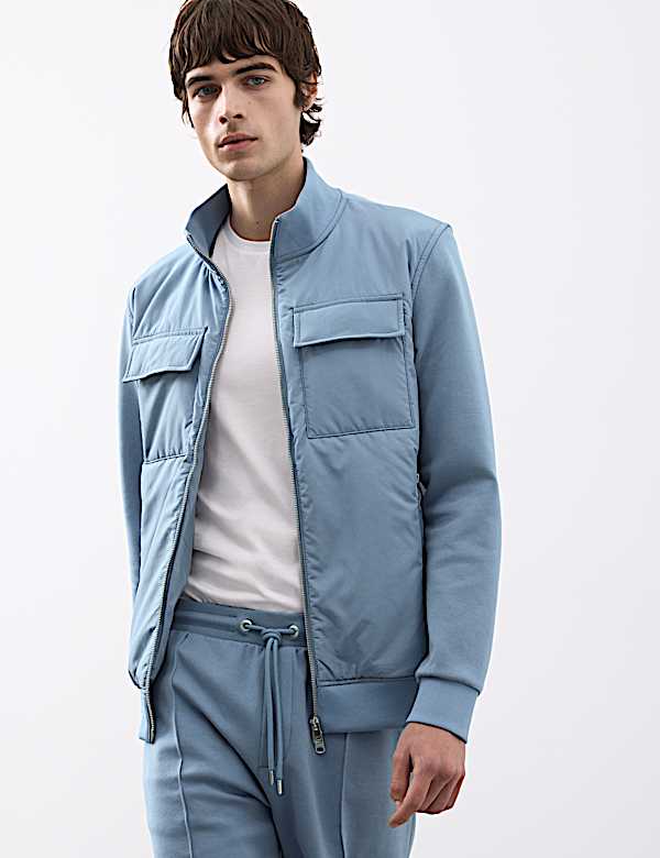 Cotton Rich Zip Up Pocket Jacket - GR