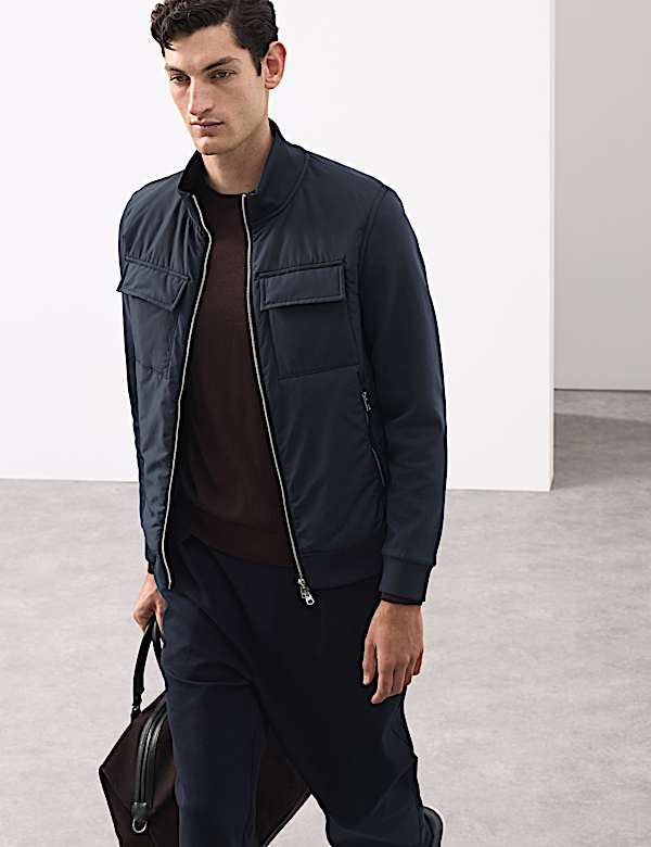 Reißverschlussjacke mit hohem Baumwollanteil und Taschen - DE