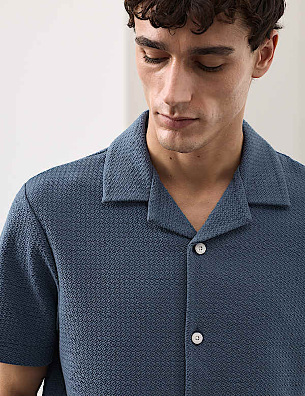 Regular Fit Cotton Blend Textured Shirt