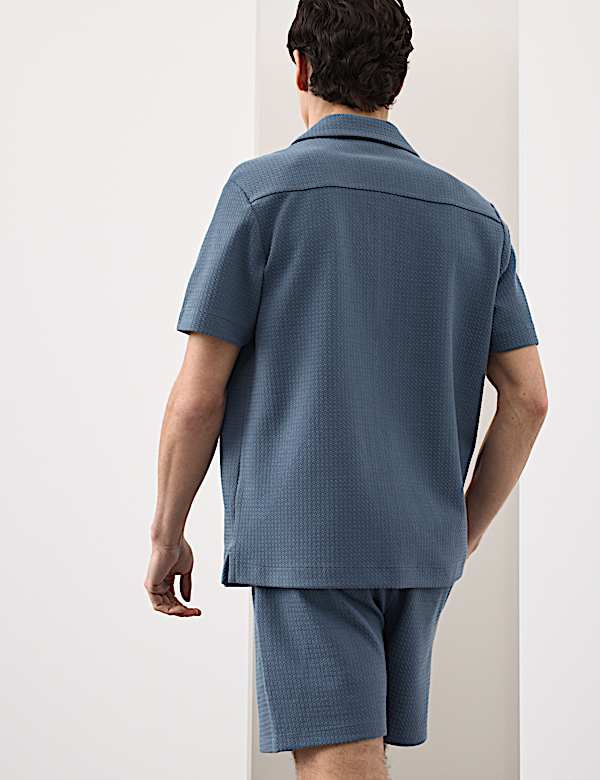 Regular Fit Cotton Blend Textured Shirt