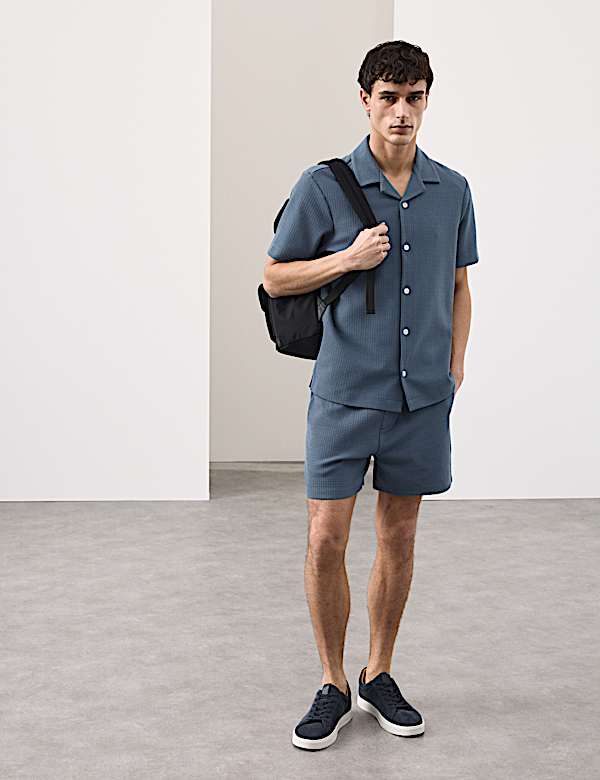 Regular Fit Cotton Blend Textured Shirt