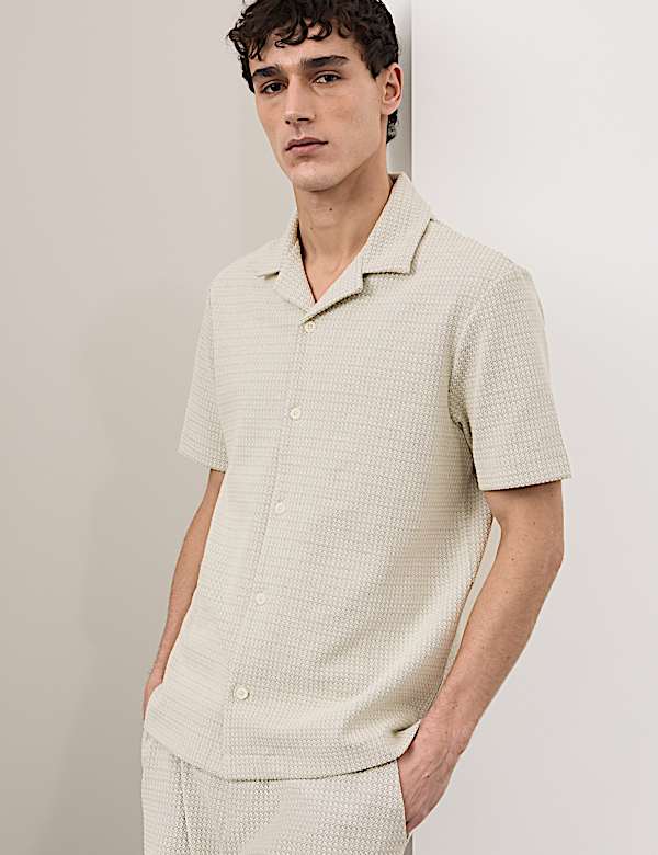 Regular Fit Cotton Blend Textured Shirt