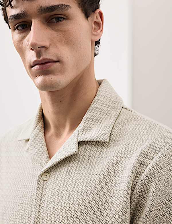 Regular Fit Cotton Blend Textured Shirt