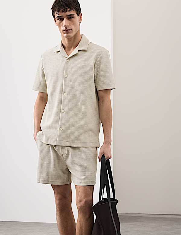 Regular Fit Cotton Blend Textured Shirt