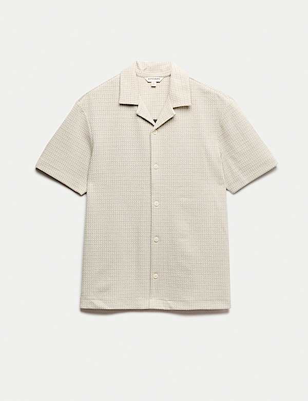 Regular Fit Cotton Blend Textured Shirt - BG