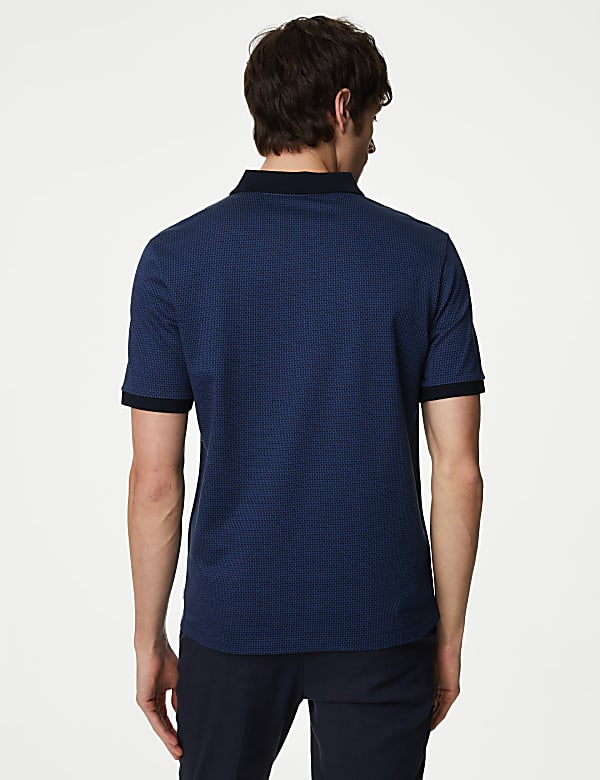 Pure Cotton Textured Half Zip Polo Shirt