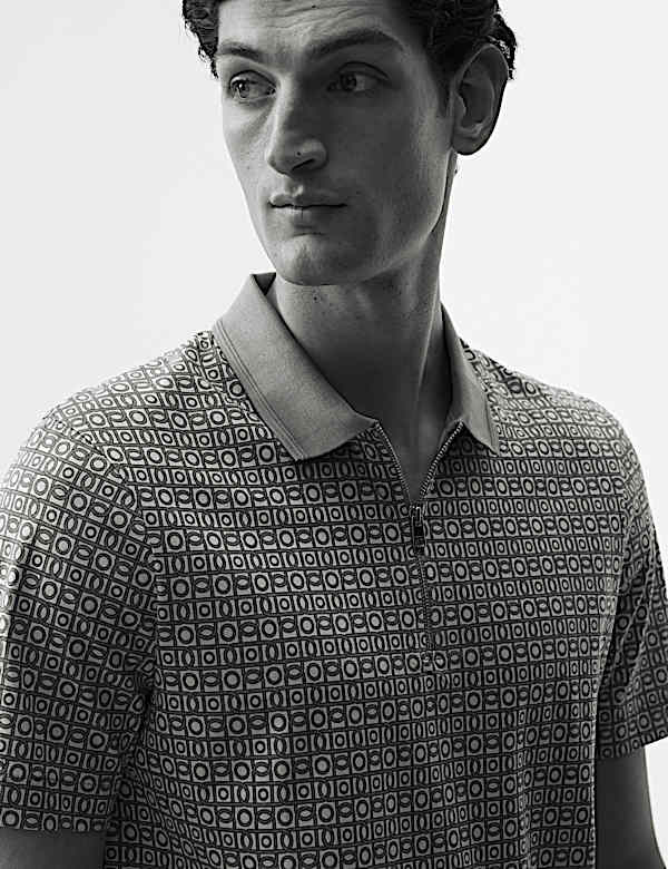 Pure Supima&reg; Cotton Geometric Polo Shirt