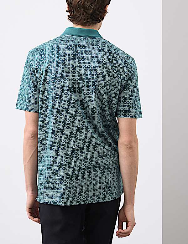 חולצת פולו מכותנת סופימה טהורה עם דוגמה גיאומטרית - IL