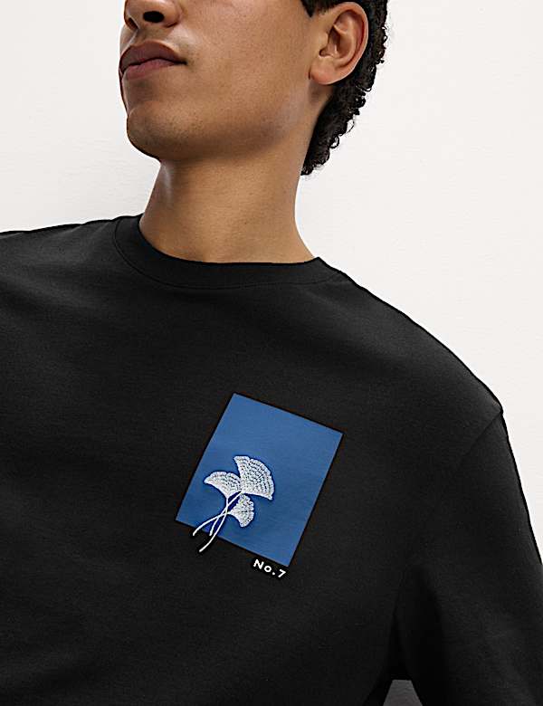 Pure Cotton Botanical Graphic T-Shirt - US