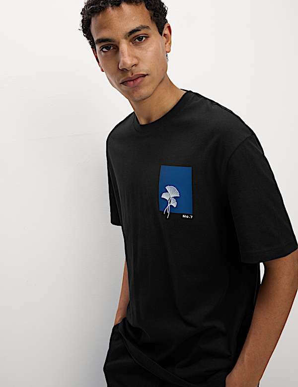 Pure Cotton Botanical Graphic T-Shirt - DE