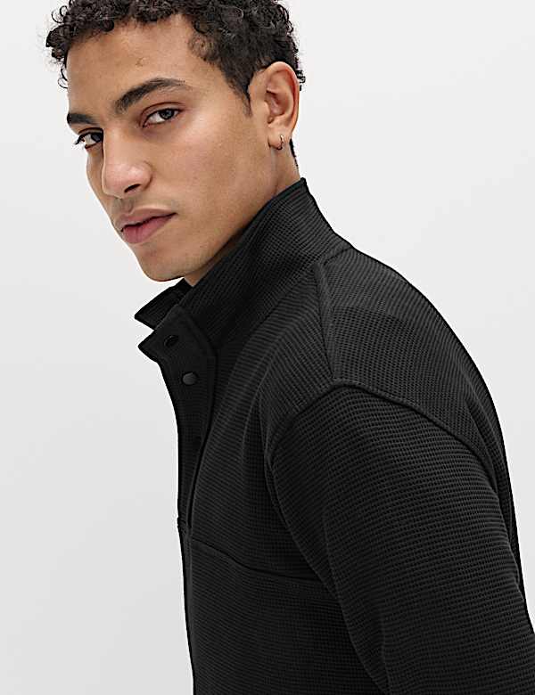 Cotton Rich Waffle Funnel Neck Sweatshirt - CH