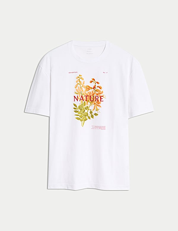 T-Shirt aus reiner Baumwolle mit Blumen-Grafik - AT