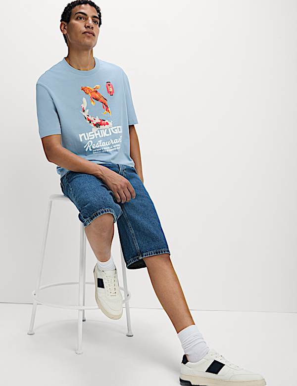 Pure Cotton Japanese Fish Graphic T-Shirt - BN