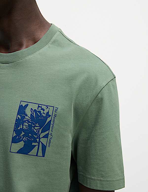 Zuiver katoenen T-shirt met grafisch bloemmotief - NL