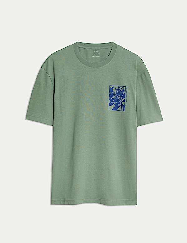 Zuiver katoenen T-shirt met grafisch bloemmotief - NL