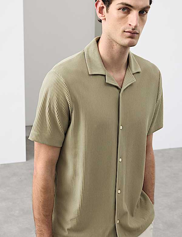 Regular Fit Textured Short Sleeve Shirt - RS