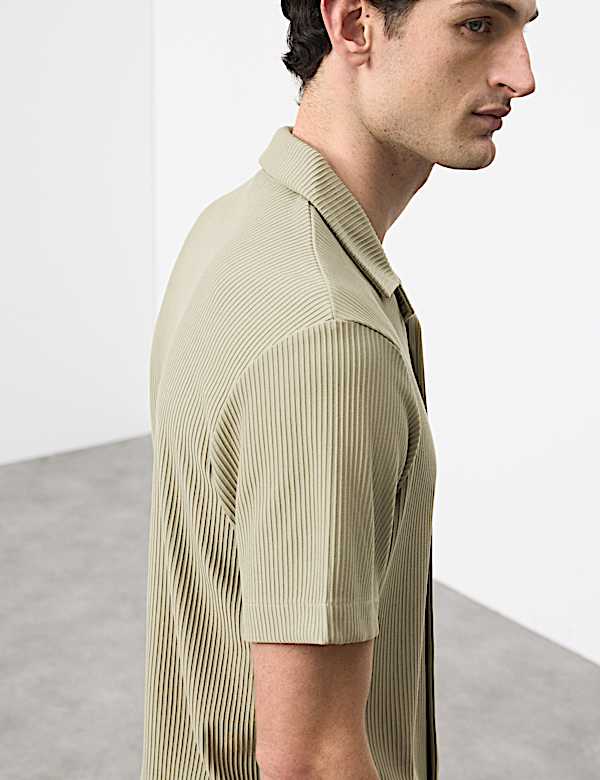 Regular Fit Textured Short Sleeve Shirt - RS