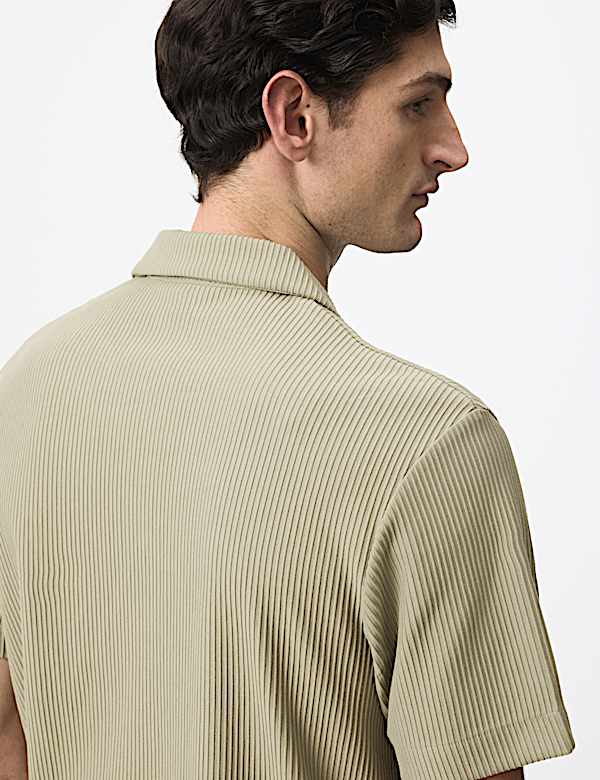 Regular Fit Textured Short Sleeve Shirt - RS