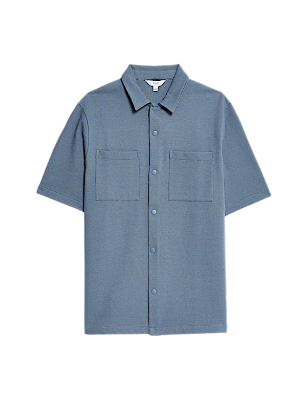 Cotton Blend Short Sleeve Over Shirt